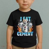 I Eat Cement Cursed Cat Funny Oddly Specific Dank Meme Toddler T-Shirt thumb 2