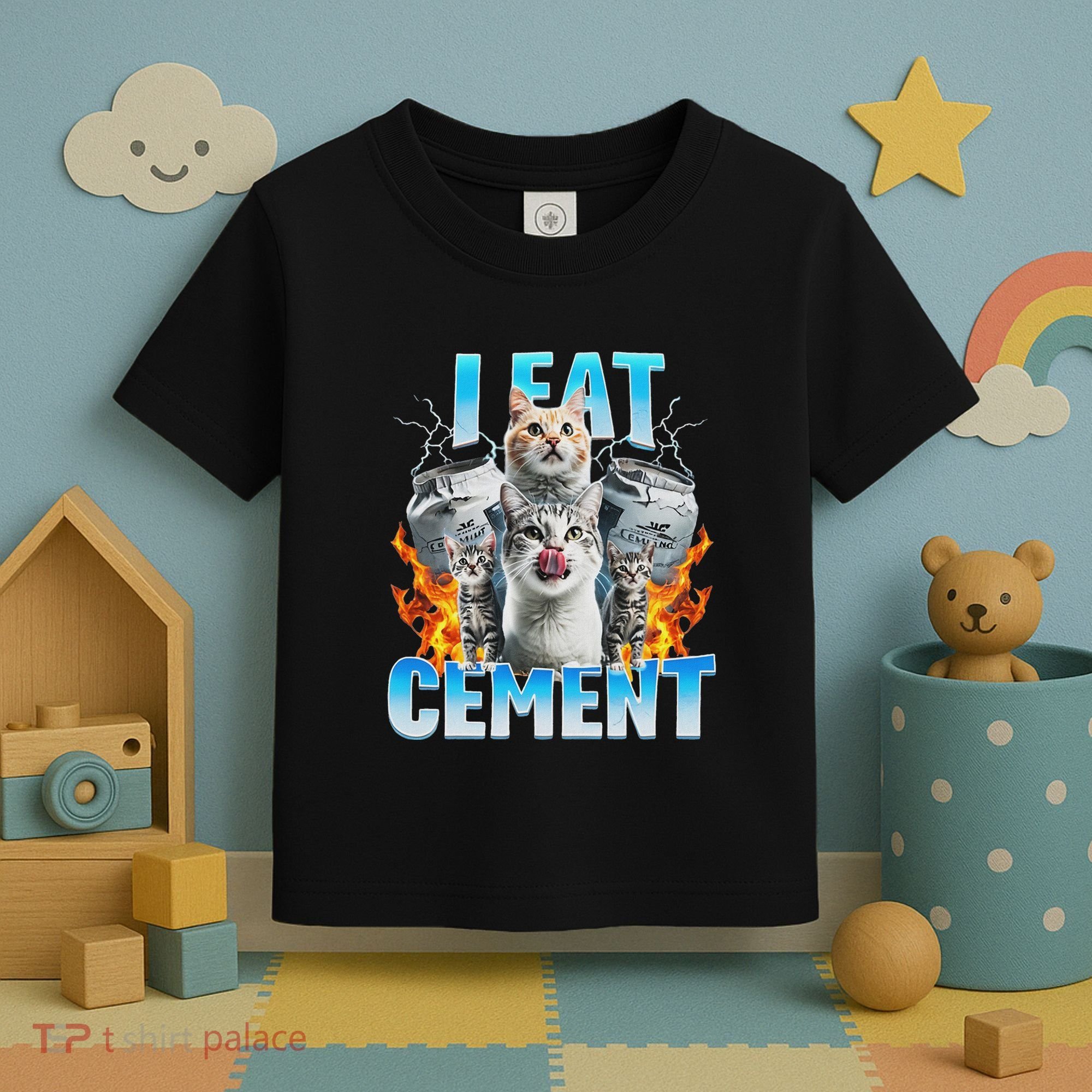 I Eat Cement Cursed Cat Funny Oddly Specific Dank Meme Toddler T-Shirt