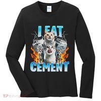I Eat Cement Cursed Cat Funny Oddly Specific Dank Meme Women's Long Sleeve Shirt thumb 0