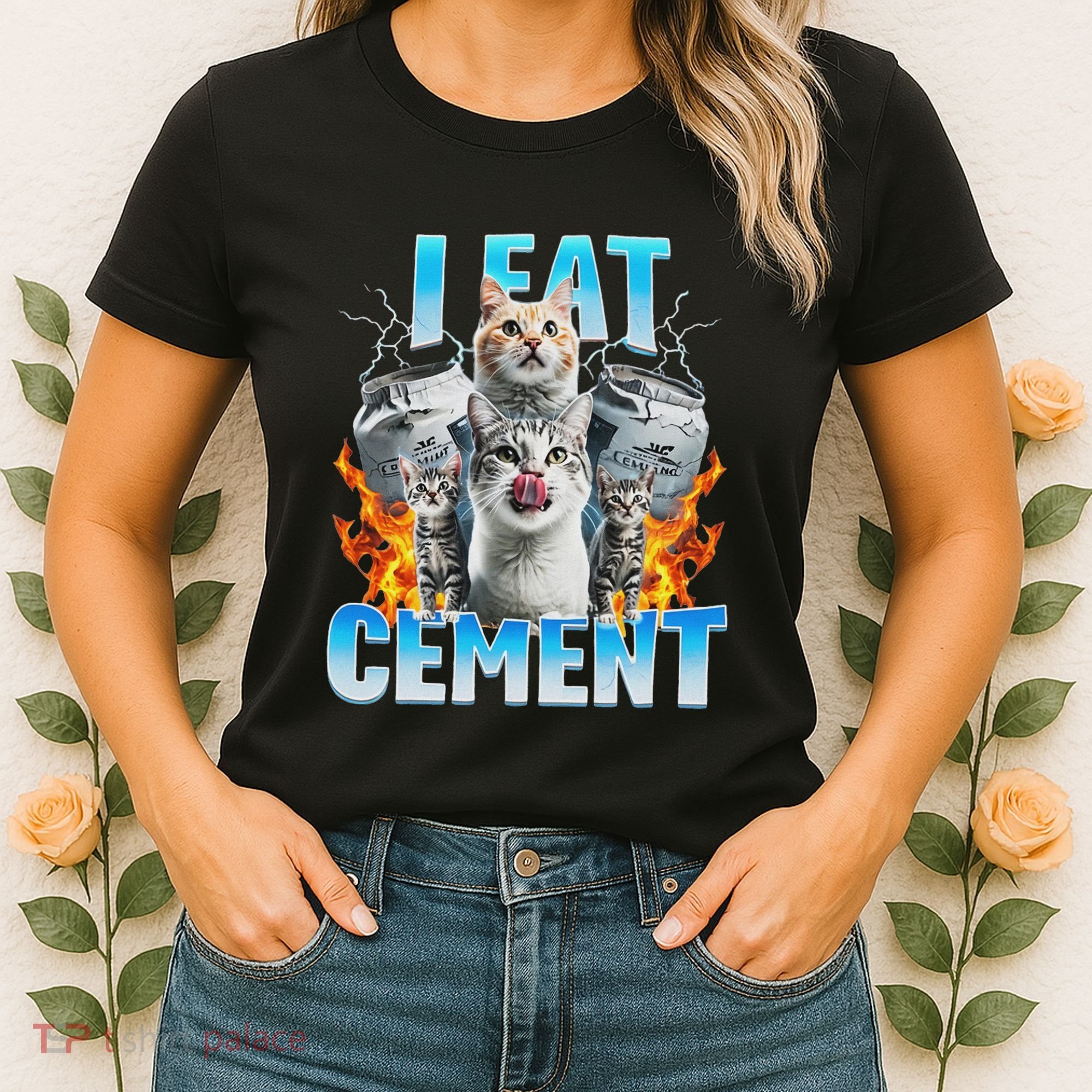 I Eat Cement Cursed Cat Funny Oddly Specific Dank Meme Women's T-Shirt