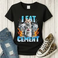 I Eat Cement Cursed Cat Funny Oddly Specific Dank Meme Women's T-Shirt thumb 3