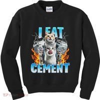 I Eat Cement Cursed Cat Funny Oddly Specific Dank Meme Kids Sweatshirt thumb 0