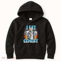 I Eat Cement Cursed Cat Funny Oddly Specific Dank Meme Kids Hoodie thumb 0