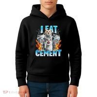 I Eat Cement Cursed Cat Funny Oddly Specific Dank Meme Kids Hoodie thumb 4