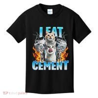 I Eat Cement Cursed Cat Funny Oddly Specific Dank Meme Kids T-Shirt thumb 0