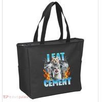 I Eat Cement Cursed Cat Funny Oddly Specific Dank Meme Tote Bag thumb 2