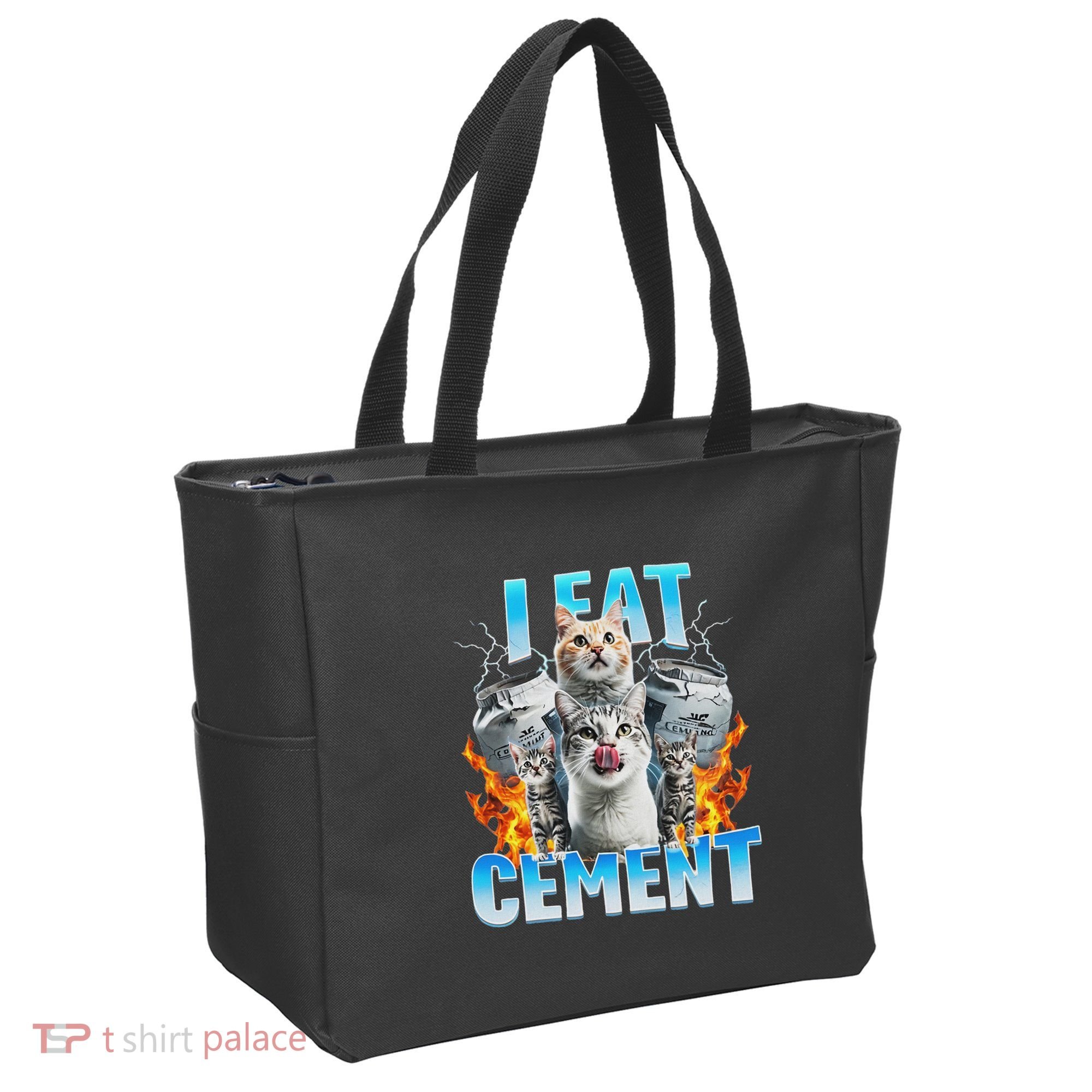 I Eat Cement Cursed Cat Funny Oddly Specific Dank Meme Tote Bag
