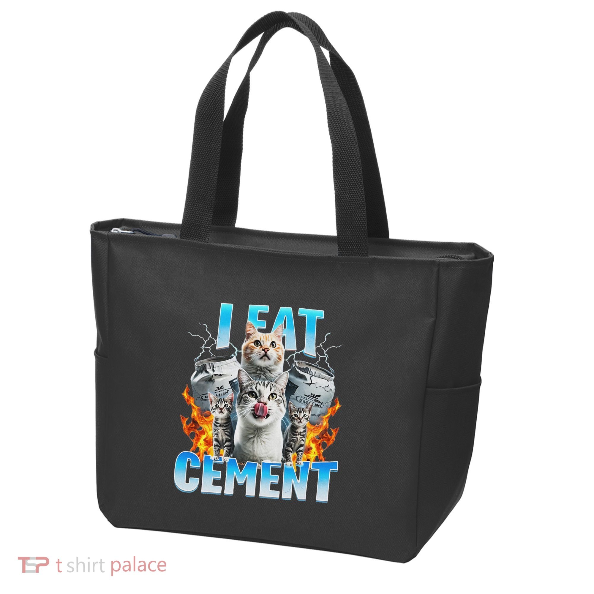 I Eat Cement Cursed Cat Funny Oddly Specific Dank Meme Tote Bag