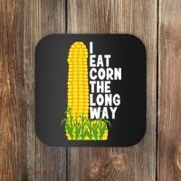 I Eat Corn The Long Way Funny Coaster thumb 0