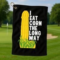 I Eat Corn The Long Way Funny Golf Towel thumb 1