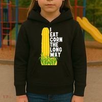 I Eat Corn The Long Way Funny Kids Hoodie thumb 3