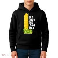 I Eat Corn The Long Way Funny Kids Hoodie thumb 4