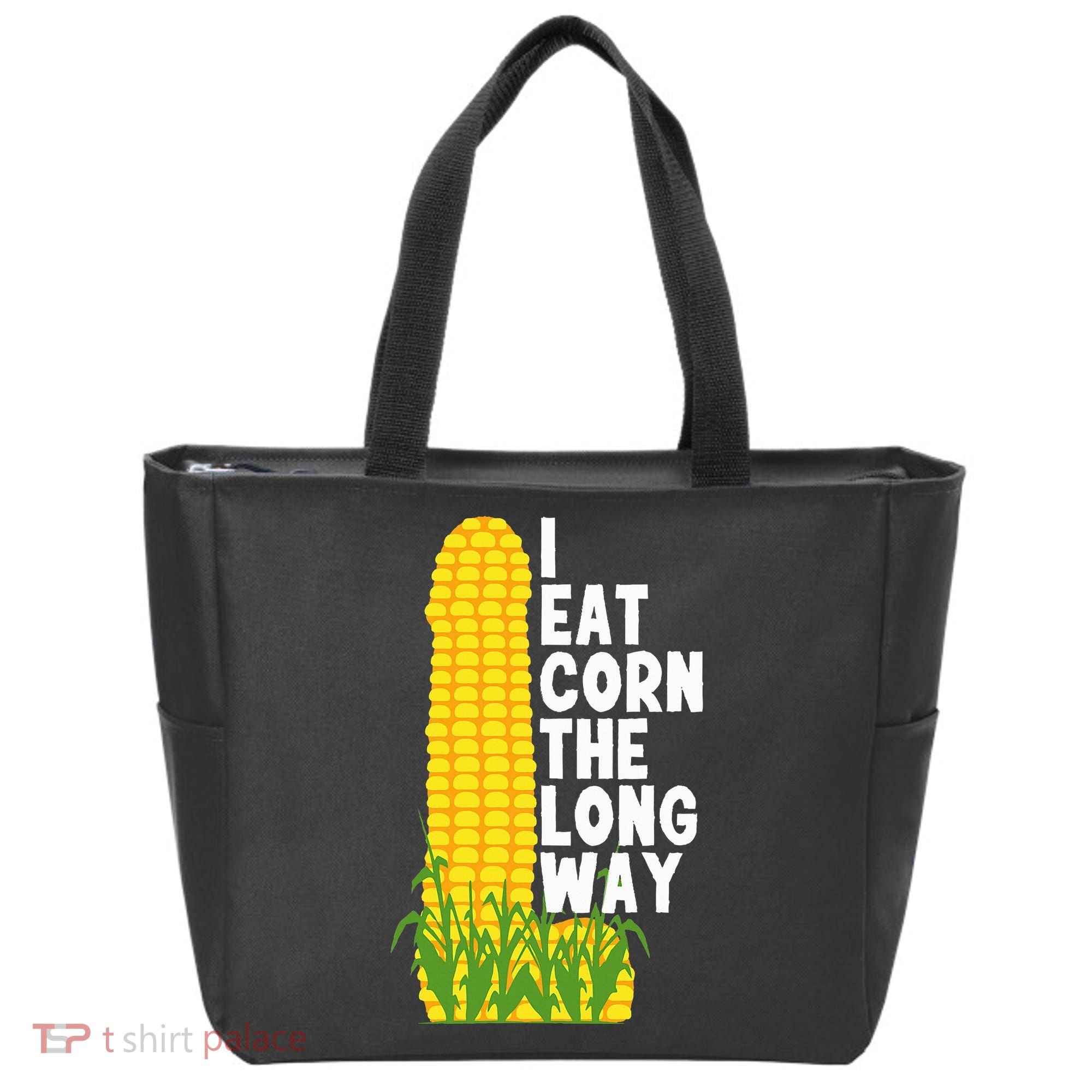 I Eat Corn The Long Way Funny Tote Bag