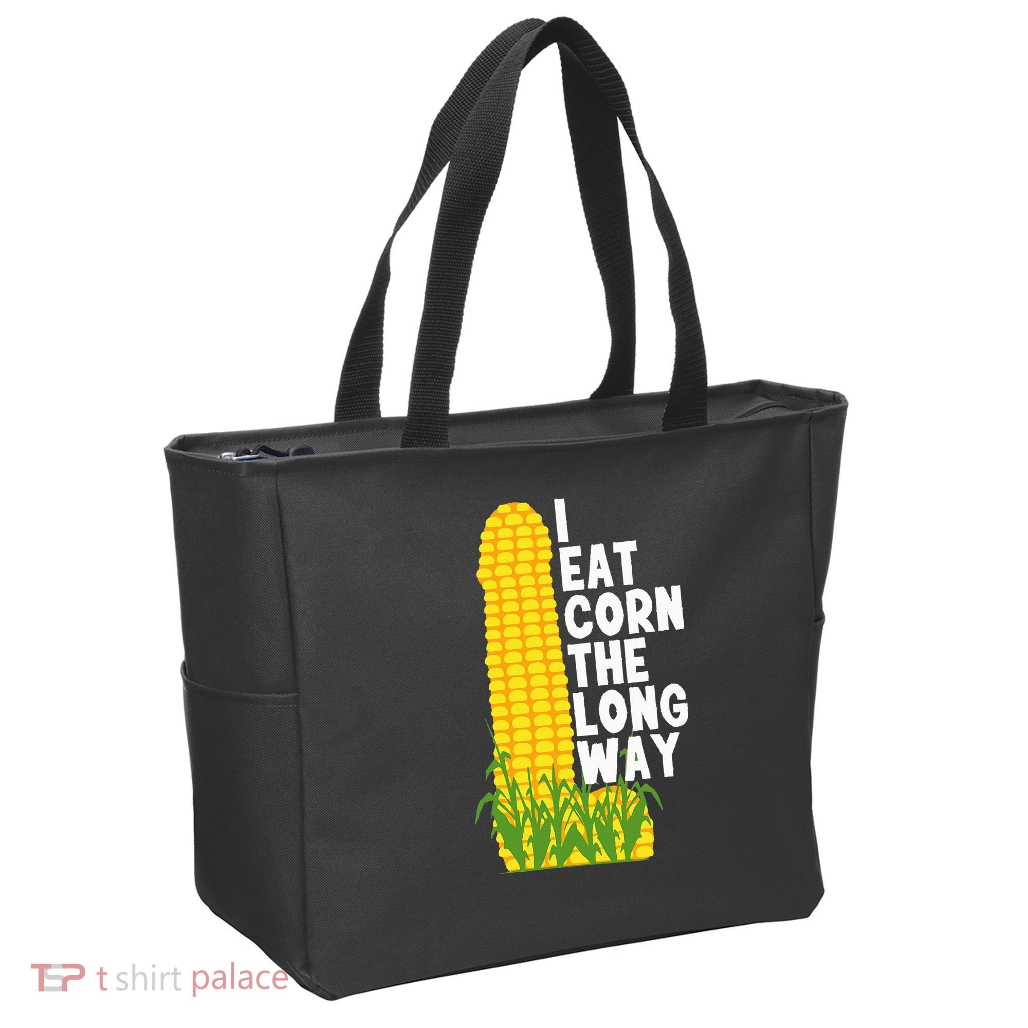 I Eat Corn The Long Way Funny Tote Bag