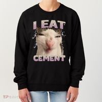 I Eat Cement Cursed Cat Funny Oddly Specific Dank Meme Women's Sweatshirt thumb 0