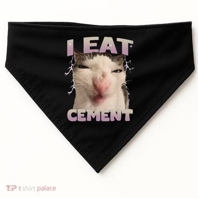 I Eat Cement Cursed Cat Funny Oddly Specific Dank Meme USA-Made Doggie Bandana