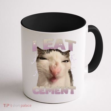 I Eat Cement Cursed Cat Funny Oddly Specific Dank Meme Coffee Mug back