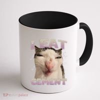 I Eat Cement Cursed Cat Funny Oddly Specific Dank Meme Coffee Mug thumb 1