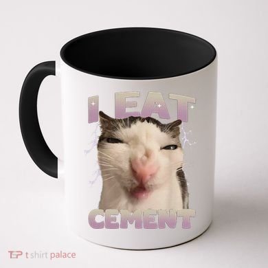 I Eat Cement Cursed Cat Funny Oddly Specific Dank Meme Coffee Mug