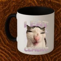 I Eat Cement Cursed Cat Funny Oddly Specific Dank Meme Coffee Mug thumb 2