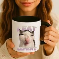 I Eat Cement Cursed Cat Funny Oddly Specific Dank Meme Coffee Mug thumb 3