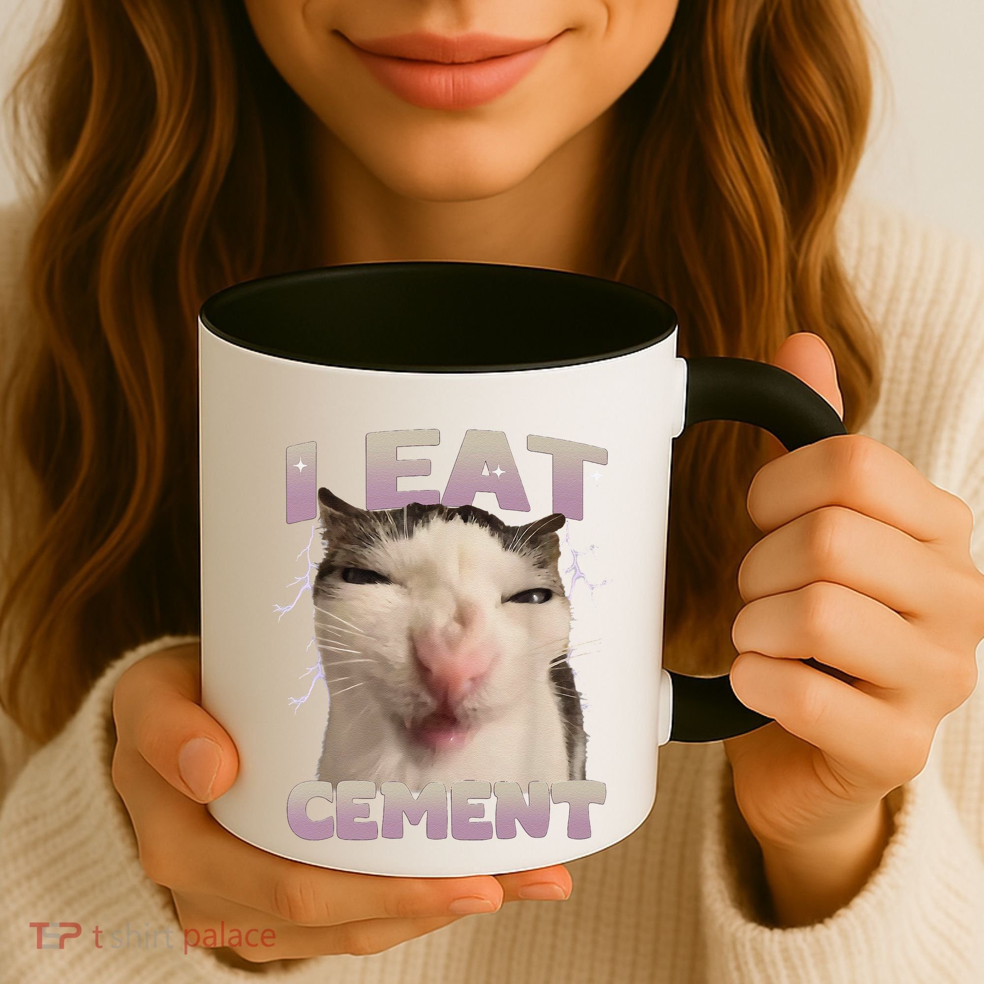 I Eat Cement Cursed Cat Funny Oddly Specific Dank Meme Coffee Mug