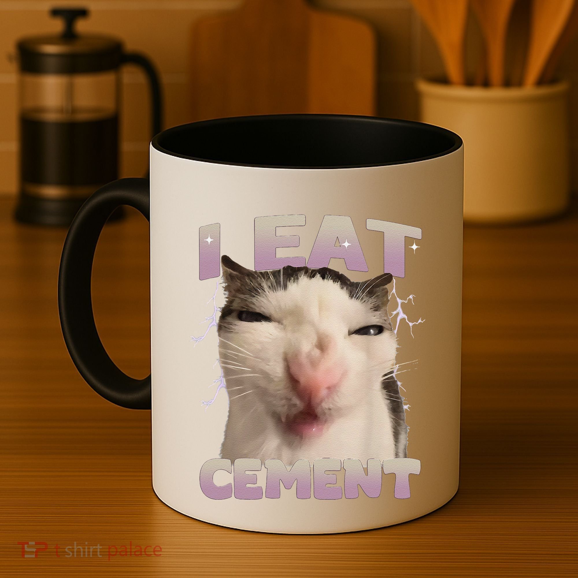 I Eat Cement Cursed Cat Funny Oddly Specific Dank Meme Coffee Mug