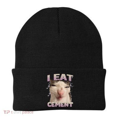 I Eat Cement Cursed Cat Funny Oddly Specific Dank Meme Beanie