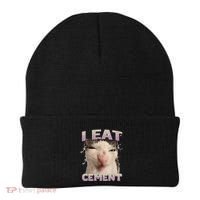 I Eat Cement Cursed Cat Funny Oddly Specific Dank Meme Beanie thumb 0