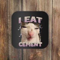 I Eat Cement Cursed Cat Funny Oddly Specific Dank Meme Coaster thumb 0