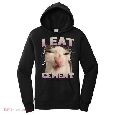 I Eat Cement Cursed Cat Funny Oddly Specific Dank Meme Women's Hoodie