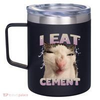 I Eat Cement Cursed Cat Funny Oddly Specific Dank Meme 12oz Stainless Steel Coffee Mug thumb 2