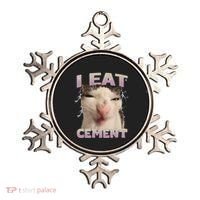 I Eat Cement Cursed Cat Funny Oddly Specific Dank Meme Ornament thumb 0