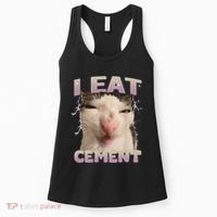 I Eat Cement Cursed Cat Funny Oddly Specific Dank Meme Women's Tank Top thumb 0