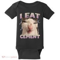 I Eat Cement Cursed Cat Funny Oddly Specific Dank Meme Baby Bodysuit thumb 0