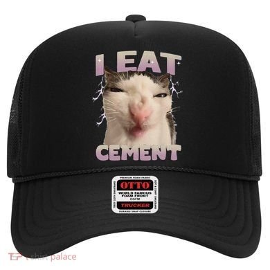 I Eat Cement Cursed Cat Funny Oddly Specific Dank Meme Hat