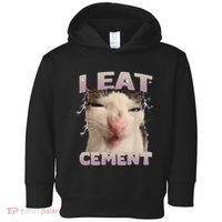 I Eat Cement Cursed Cat Funny Oddly Specific Dank Meme Toddler Hoodie thumb 0
