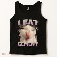 I Eat Cement Cursed Cat Funny Oddly Specific Dank Meme Tank Top thumb 2
