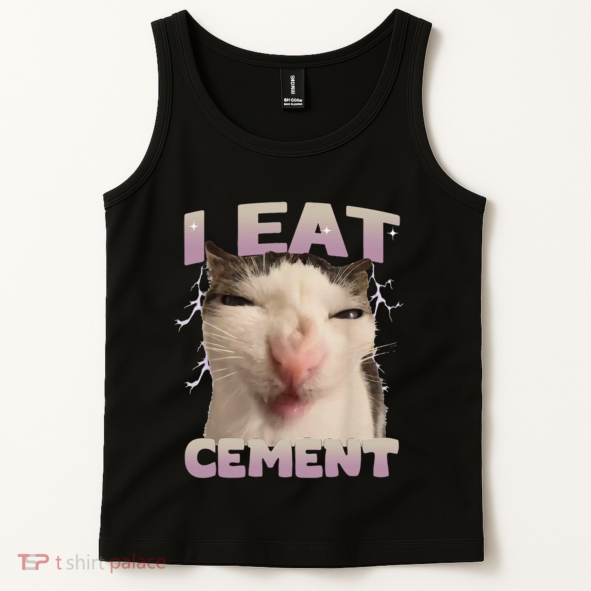 I Eat Cement Cursed Cat Funny Oddly Specific Dank Meme Tank Top