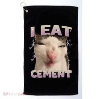 I Eat Cement Cursed Cat Funny Oddly Specific Dank Meme Golf Towel thumb 0