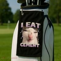 I Eat Cement Cursed Cat Funny Oddly Specific Dank Meme Golf Towel thumb 2