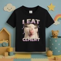 I Eat Cement Cursed Cat Funny Oddly Specific Dank Meme Toddler T-Shirt thumb 3