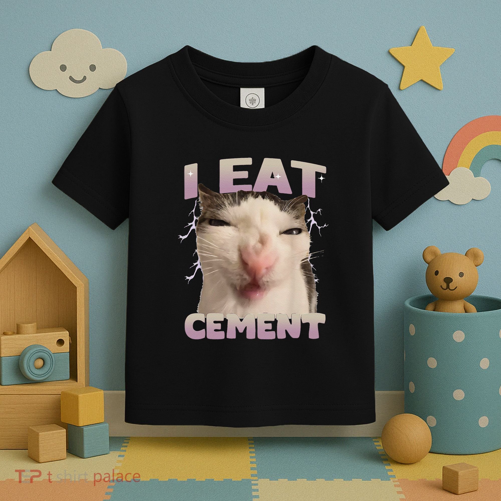 I Eat Cement Cursed Cat Funny Oddly Specific Dank Meme Toddler T-Shirt