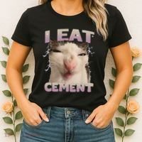 I Eat Cement Cursed Cat Funny Oddly Specific Dank Meme Women's T-Shirt thumb 2
