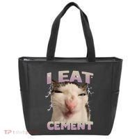 I Eat Cement Cursed Cat Funny Oddly Specific Dank Meme Tote Bag thumb 0
