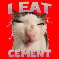 I Eat Cement Cursed Cat Funny Oddly Specific Dank Meme Santa Hat thumb 1