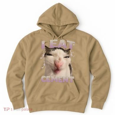 I Eat Cement Cursed Cat Funny Oddly Specific Dank Meme Hoodie