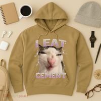 I Eat Cement Cursed Cat Funny Oddly Specific Dank Meme Hoodie thumb 3