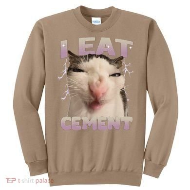 I Eat Cement Cursed Cat Funny Oddly Specific Dank Meme Sweatshirt