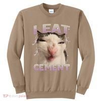 I Eat Cement Cursed Cat Funny Oddly Specific Dank Meme Sweatshirt thumb 0